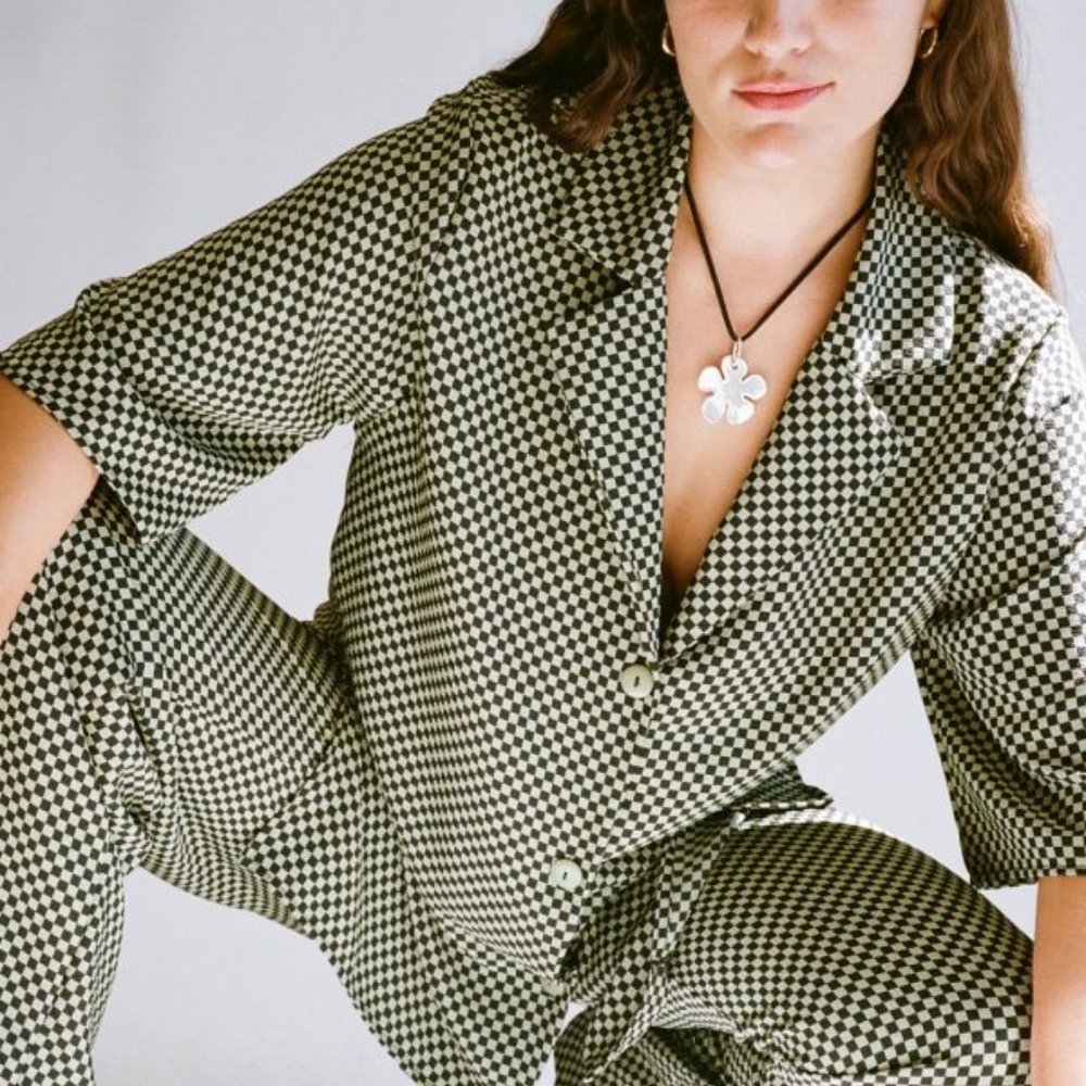 Lisa Says Gah Checkered Bailey Suit in Green/Sage